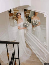off-the-shoulder wedding dress